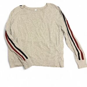 Margaret O’Leary 100% Cotton M Grey Varsity Stripe Sleeve Luxury Knitwear